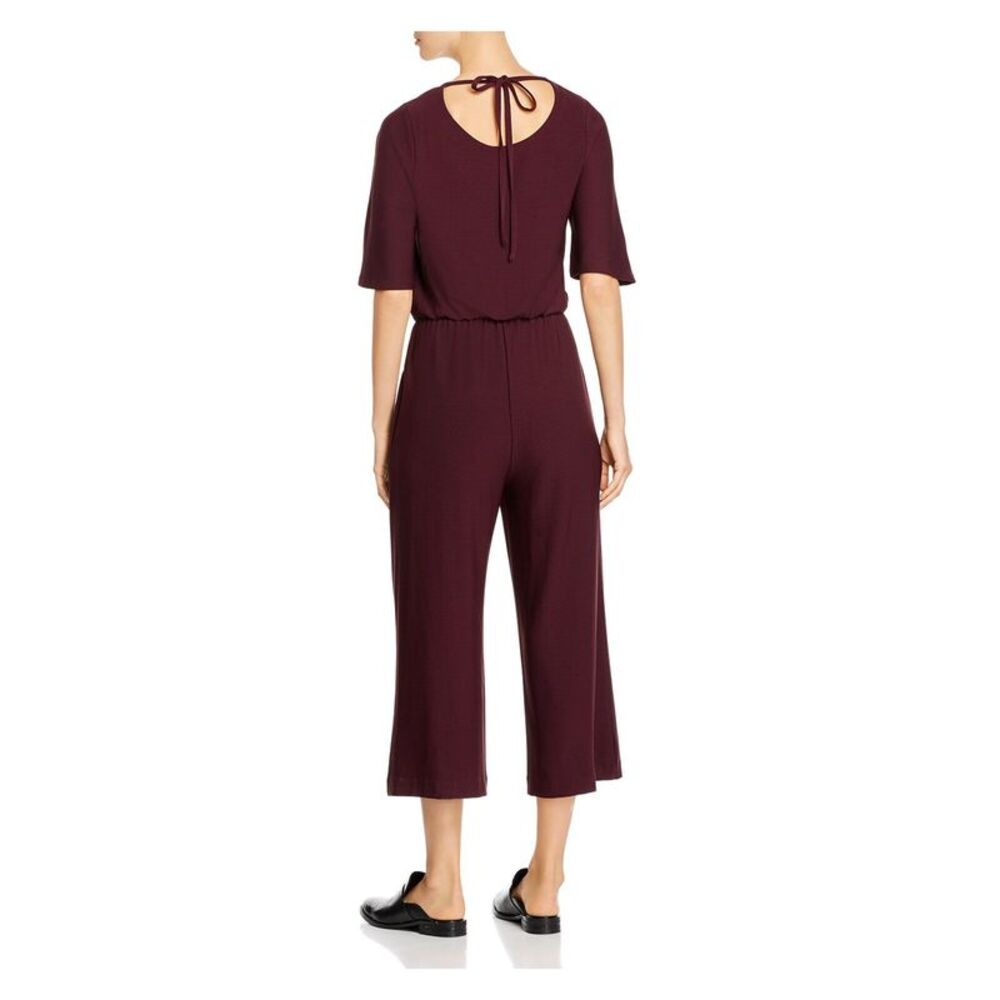 LYSSE Womens Purple Wide-leg Elbow Sleeve Keyhole Evening Cropped Jumpsuit M - Picture 2 of 2
